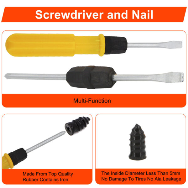 65PCS TYRE PUNCTURE REPAIR TOOL KIT MOTORCYCLE CAR VAN EMERGENCY TUBELESS TIRE - Image 6
