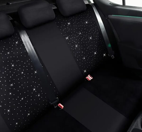 Five-seater Black Rhinestone Car Seat Cover