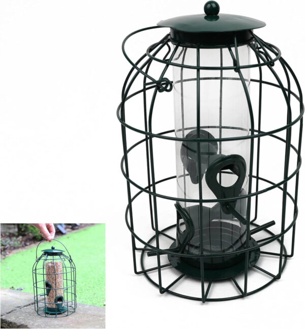 Bird Feeder Squirrel Resistant Bird Hanging Metal Feeding Station Green - Image 5