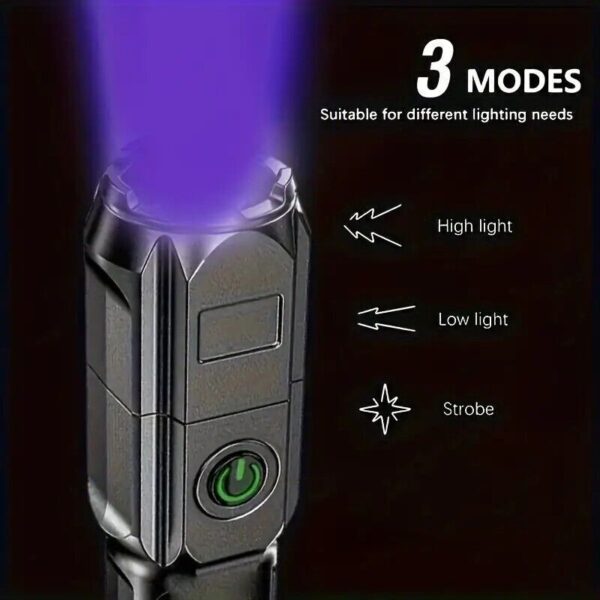 Premium UV Flashlight Torch Pocket Size Telescopic Zoom USB Rechargeable UK - Image 10