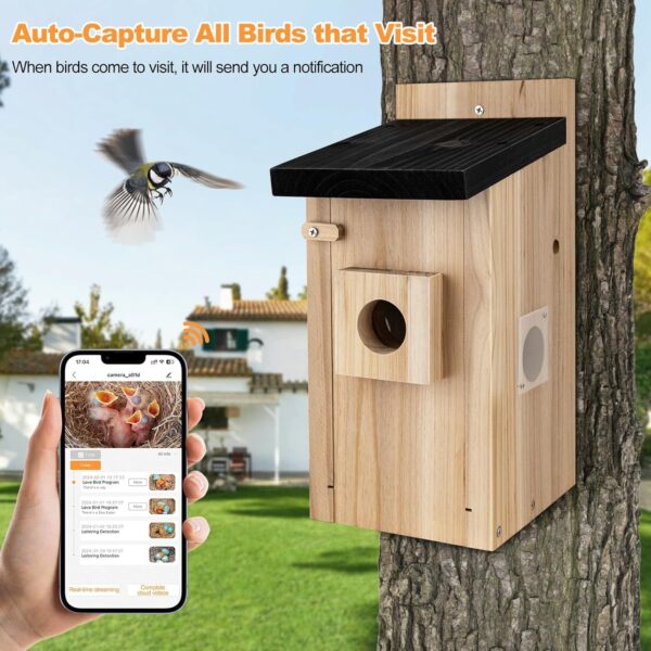 Smart Bird House With Camera,3MP Birdhouse Camera For Outdoors,Auto Capture Bird Videos & Motion Detection,Watch Bird Nesting & Hatching In Real Time,DIY Ideal Gift - Image 5
