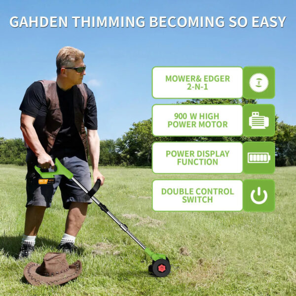 21V Cordless Strimmer Grass Trimmer Tree Cutter Garden Edger Electric 2Batteries - Image 5