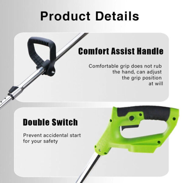 21V Cordless Strimmer Grass Trimmer Tree Cutter Garden Edger Electric 2Batteries