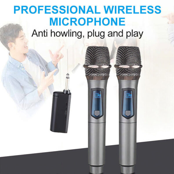 2X Wireless Microphone UHF Professional Handheld Mic System Receiver For Karaoke - Image 9