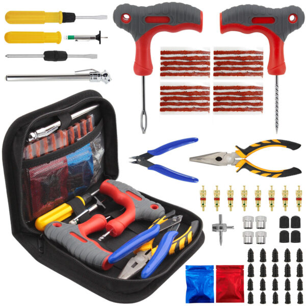 65PCS TYRE PUNCTURE REPAIR TOOL KIT MOTORCYCLE CAR VAN EMERGENCY TUBELESS TIRE - Image 3