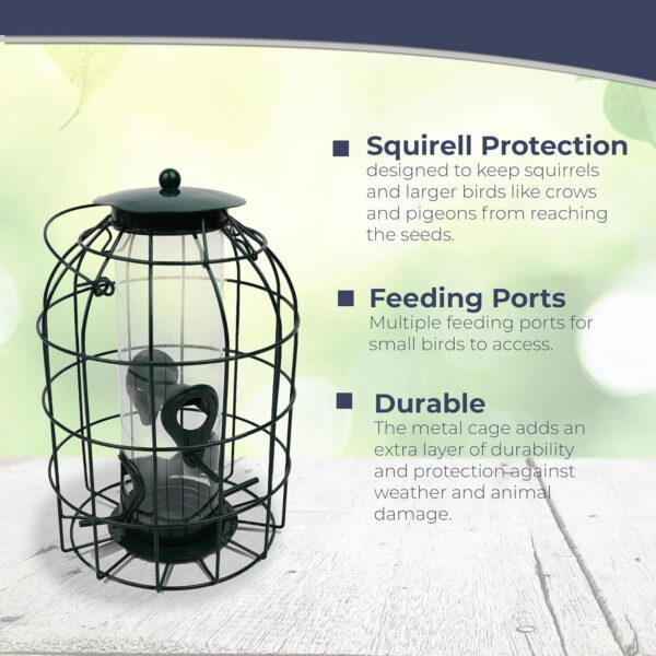Bird Feeder Squirrel Resistant Bird Hanging Metal Feeding Station Green - Image 7