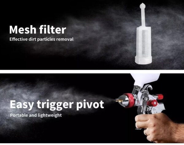 Spray Gun Paint Gun Kit HVLP Gravity Feed Air 1.4mm 1.7mm 2mm 2.5mm 4 Nozzles UK - Image 2