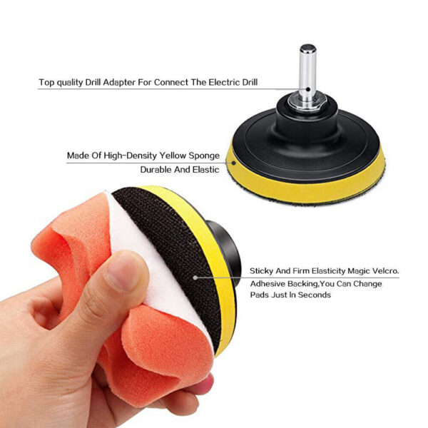 12pcs 3Buffing Waxing Polishing Sponge Pads Kit Set For Car Polisher Drill UK - Image 4