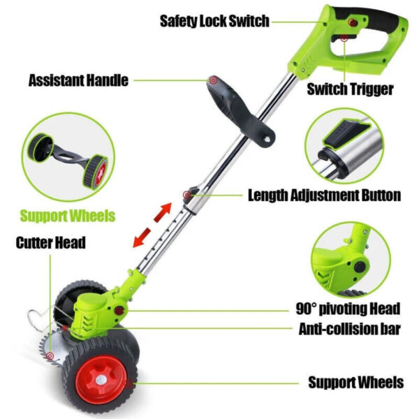 21V Cordless Strimmer Grass Trimmer Tree Cutter Garden Edger Electric 2Batteries - Image 3
