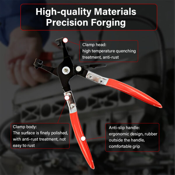 9Pc Hose Clamp Clip Pliers Kit Swivel Jaw Flat Angled Band Tool High Quality - Image 10