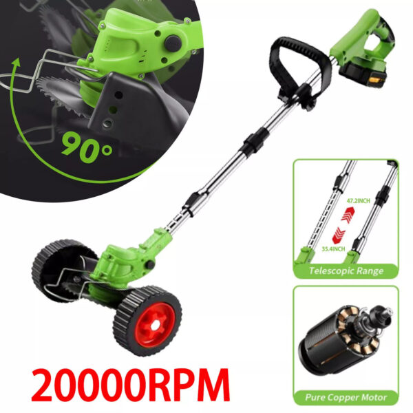 21V Cordless Strimmer Grass Trimmer Tree Cutter Garden Edger Electric 2Batteries - Image 2