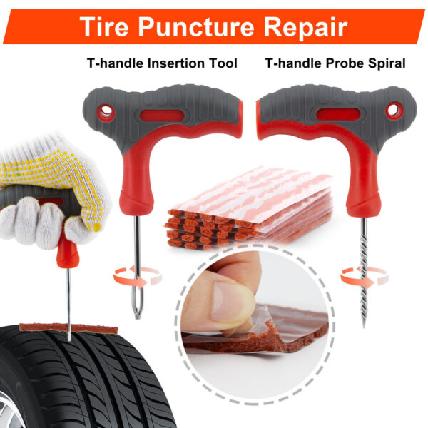 65PCS TYRE PUNCTURE REPAIR TOOL KIT MOTORCYCLE CAR VAN EMERGENCY TUBELESS TIRE - Image 2