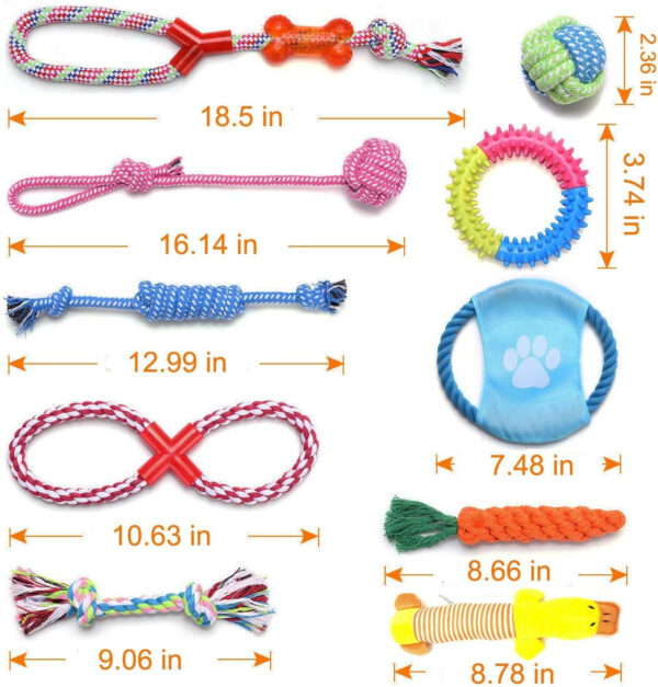 15X Tough Dog Toys Bundle Chew Rope Knot Ball Squeakers Pet Puppy Teething NEW - Image 8