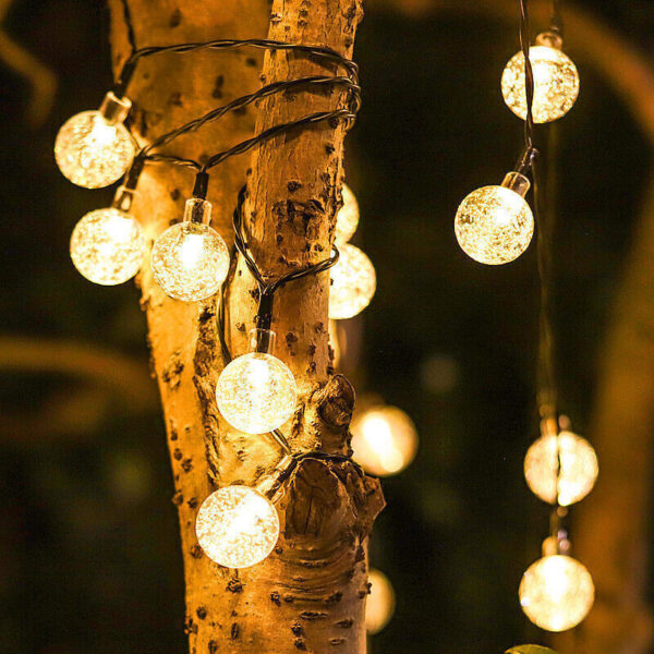 12M LED SOLAR POWERED Retro Bulb String Lights Garden Fairy Ball Outdoor Lamp - Image 6