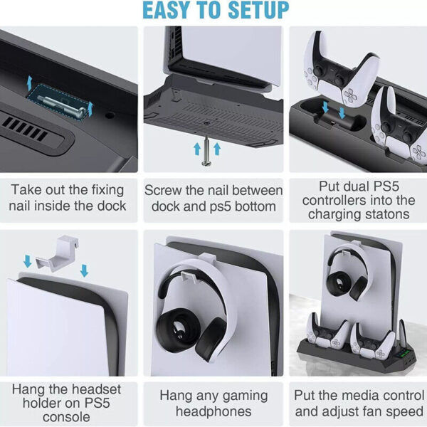 PS5 Vertical Cooling Fan Stand Controller Charger Station For  Playstation 5 - Image 2