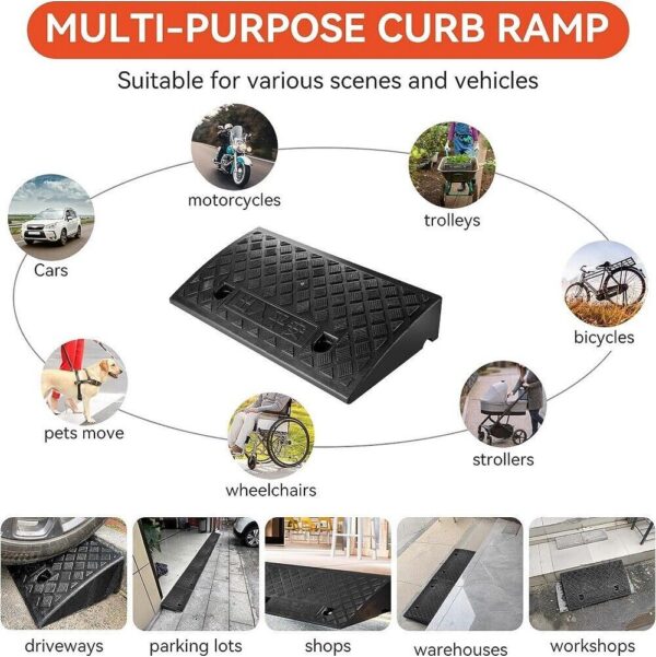 Vehicle Slope Ramp Universal Heavy Duty Rubber Kerb Ramps Car Bikes Threshold - Image 3