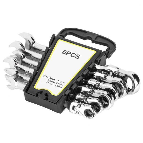 6Pcs Flexible Head Multi Functional Ratchet Conination Spanner Wrench 8-17mm Repair Tools Set - Image 10