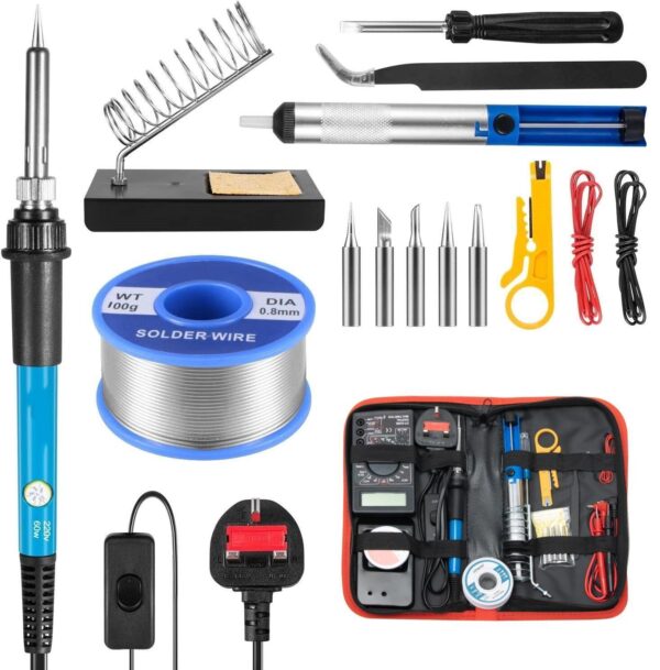 Soldering Iron Kit 60W LCD Adjustable Temperature Electric Welding  Multimeter