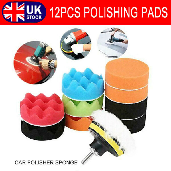 12pcs 3Buffing Waxing Polishing Sponge Pads Kit Set For Car Polisher Drill UK - Image 10