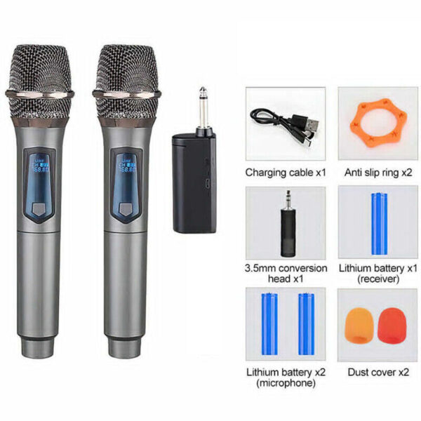 2X Wireless Microphone UHF Professional Handheld Mic System Receiver For Karaoke - Image 3