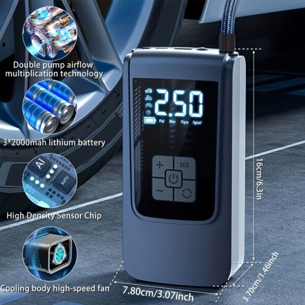 Cordless Digital Car Tyre Inflator USB Rechargeable Tire Air Compressor - Image 8